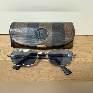 Vintage Fendi FS227 Palladium (silver tone) Sunglasses with Blue Lenses and Case